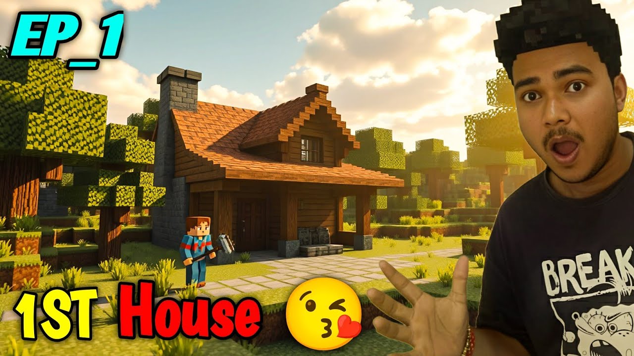 I Building My 1ST House In Minecraft Survival ! Minecraft - YouTube
