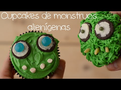 Cómo hacer cupcakes de monstruos alienígenas (decoración) ♡ Bocados Divinos