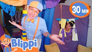 Blippi & Meekah's Great Big Fort Build | Blippi  Educational Videos For Kids