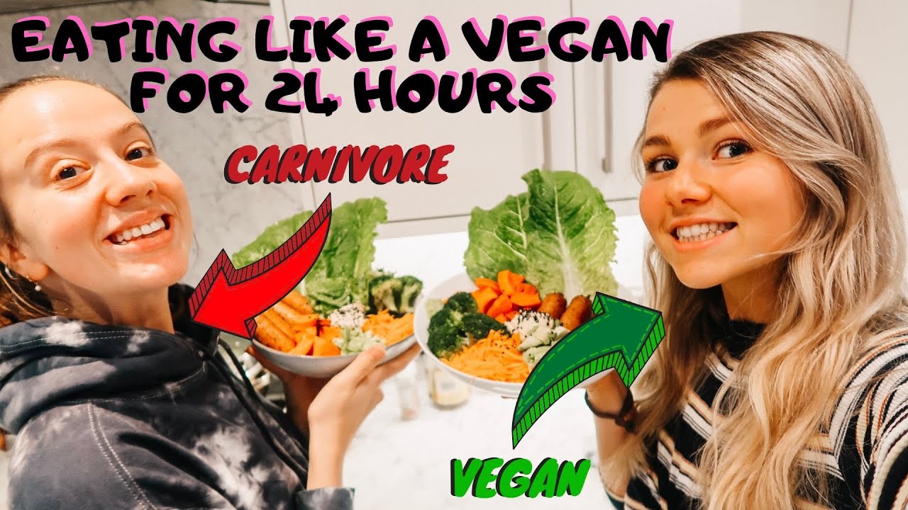 EATING LIKE A VEGAN FOR 24 HOURS!! CARNIVORE EATS VEGAN DIET!! - YouTube