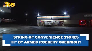 Four convenience stores in western Washington suffer armed robberies overnight