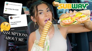 SUBWAY Mukbang + Reacting to Your Assumptions About Me!