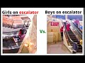 Girls on escalator  vs boys on escalator   girls vs boys memes  hello editz