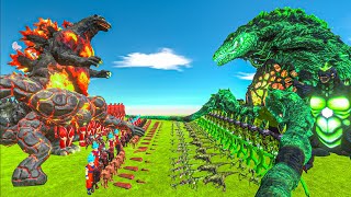 Team Orange Burning Godzilla vs Biollante Team Green - Animal Revolt Battle Simulator by Dee Pip Pip 10,542 views 3 weeks ago 29 minutes