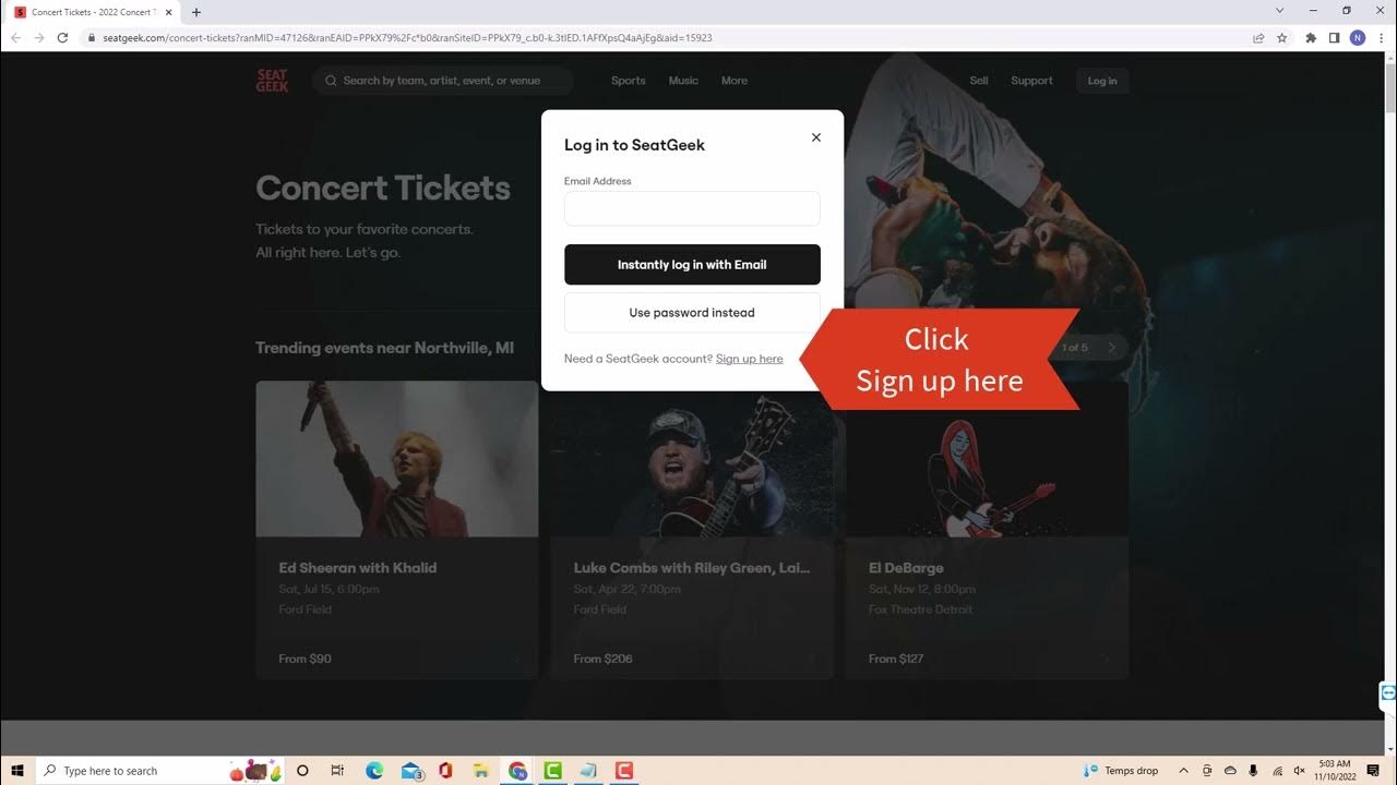 SeatGeek Online Account Sign Up Tutorial YouTube