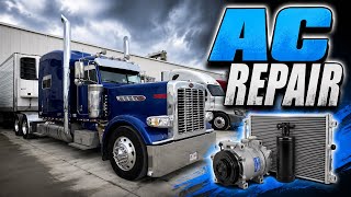 AC Compressor, AC Dryer and Condenser Replacement on Peterbilt 389 Pride and Class Glider 