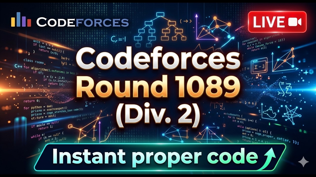 🔴 LIVE – Codeforces Round 1089 (Div. 2) | Solving Problems in C++| CP ...