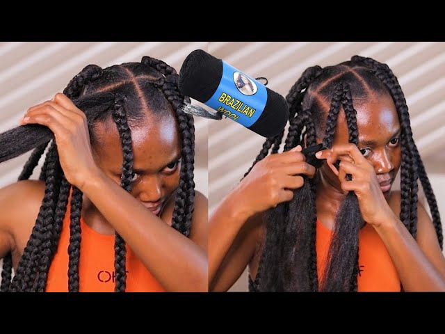 How To DOUBLE BRAID with BRAZILIAN WOOL. 2 braids on one part hairstyle.  Double Braids Hairstyle - YouTube