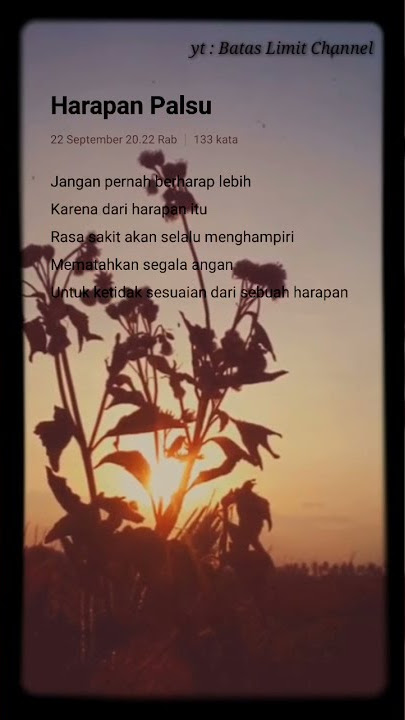 Story WA 30 Detik | Harapan Palsu