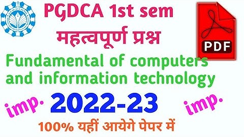 Pgdca 1st sem fundamentals of computer and information technology @missionsuccessno159
