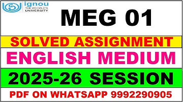 MEG 1 solved assignment 2025-26 in English || meg 1 solved assignment 2026 || meg1 2025-26