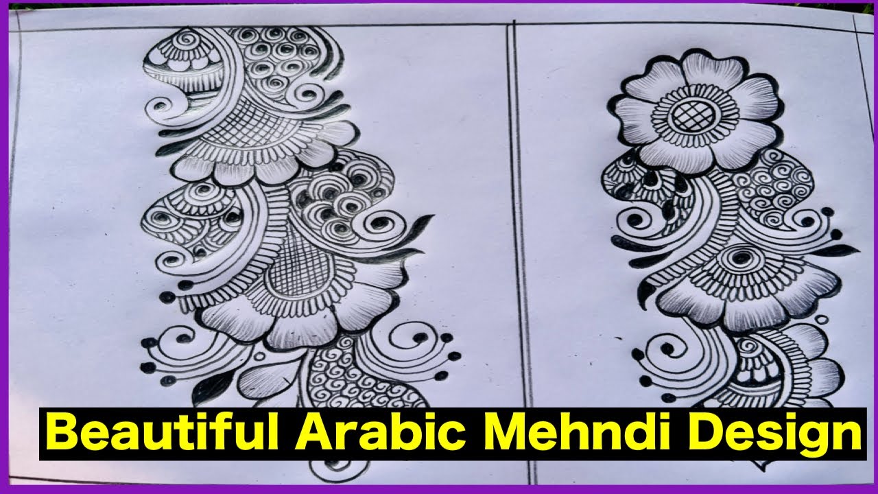 2 different beautiful Arabic mehndi design pencil shading mehndi design
