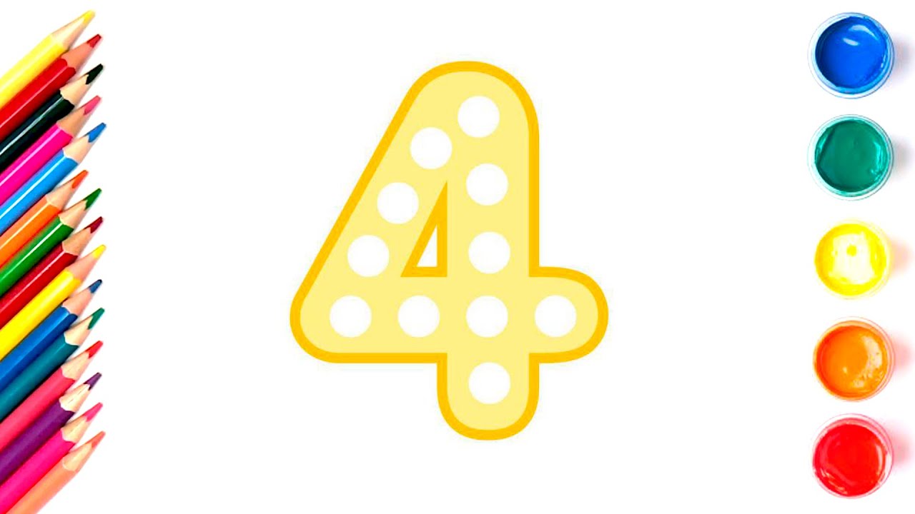 Drawing a number four | How to draw a number four for kids? - YouTube