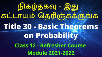 Class 12 Mathematics / Refresher Course Module / Title 30 / Basic Theorems on Probability