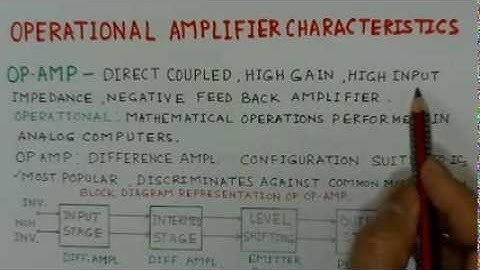 Operational Amplifier Characteristics (Parameters)-Analog Circuits -A conceptual Video Lecture
