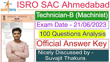 ISRO Sac Machinist Question Paper 2023 | SAC Machinist Question Paper 2023 Analysis #isro