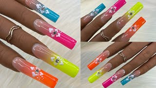 Polygel Nails | Ombre Nails | Summer Nails + Hibiscus Flower Nail art @bornprettyofficial PR