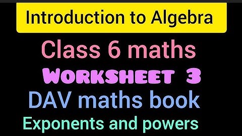 Introduction to Algebra | Class 6 maths | Worksheet 3 | DAV maths book | Solutions