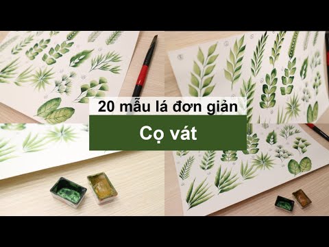 ART#41|20 mẫu lá cây trang trí với cọ vát|Watercolor Tutorial|20 types of leaves with angle brush | Tất tần tật các thông tin liên quan cách vẽ lá cây chuẩn nhất