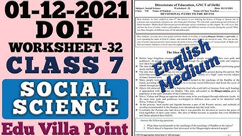 Class 7 Social Science Worksheet 32(01/12/2021) English Medium | Class 7 Sst | Edu Villa Point