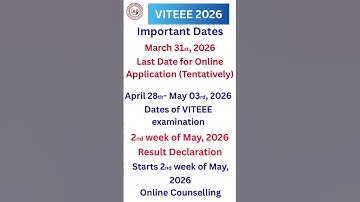 VITEEE 2026 Important Dates || VIT Vellore VITEEE 2026 Exam Dates #vituniversity #viteee #viteee2026