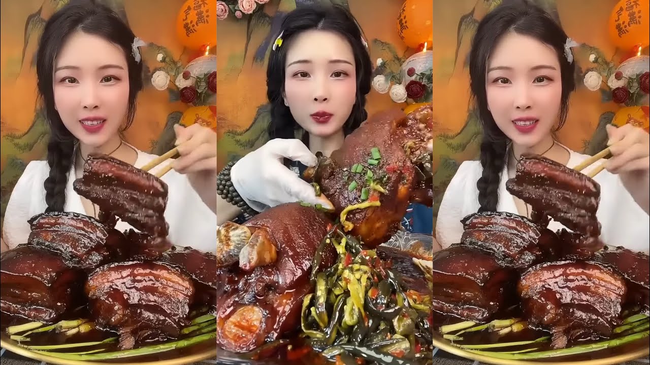 [ASMR] [MUKBANG] 紅燒肉GIANT PORK BELLY MUKBANG SHOW EATING SHOW #asmr #eatingshow #mukbang #food