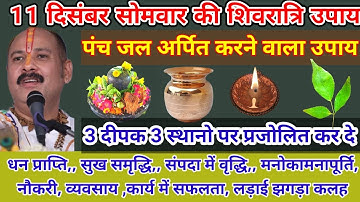 11 दिसंबर सोमवार की मासिक शिवरात्रि,2 स्थानों पर 5 बार जल अर्पित कर दें,धनप्राप्ति संपति में वृद्धि
