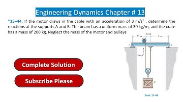 *13–44. If the motor draws in the cable with an acceleration of 3 m/s2 , determine the reactions