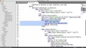 Social Network with PHP: Showing statuses on the timeline (26/37)