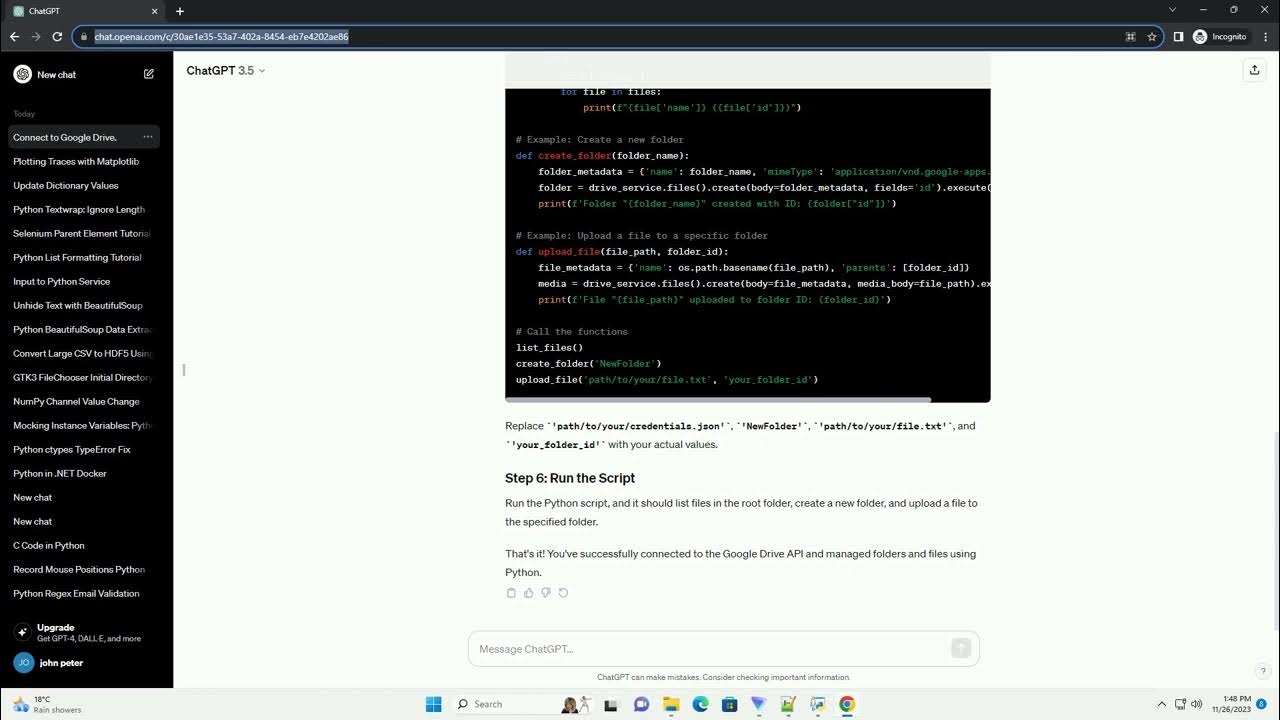 How to connect automatically to Google Drive API and manage folder and