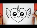 COMO DIBUJAR UN CORAZON CON ALAS UNICORNIO KAWAII