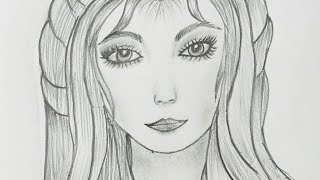 Draw a beautiful lady face from heart shape.. How to draw a lady easy step by step...