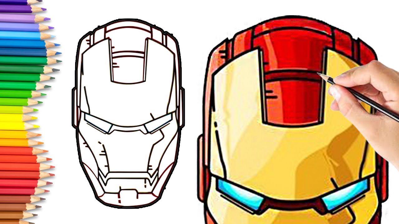 Iron Man Rubber Stamp - Iron Man Drawing Of Face Transparent PNG - 600x600  - Free Download on NicePNG