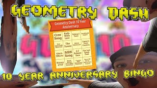 GEOMETRY DASH 10 YEAR ANNIVERSARY WATCH PARTY WITH BINGO CARD