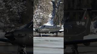 Pilatus PC-12 Landing at Engadin Airport and Taxiing on Ice!! ❄️😲❄️