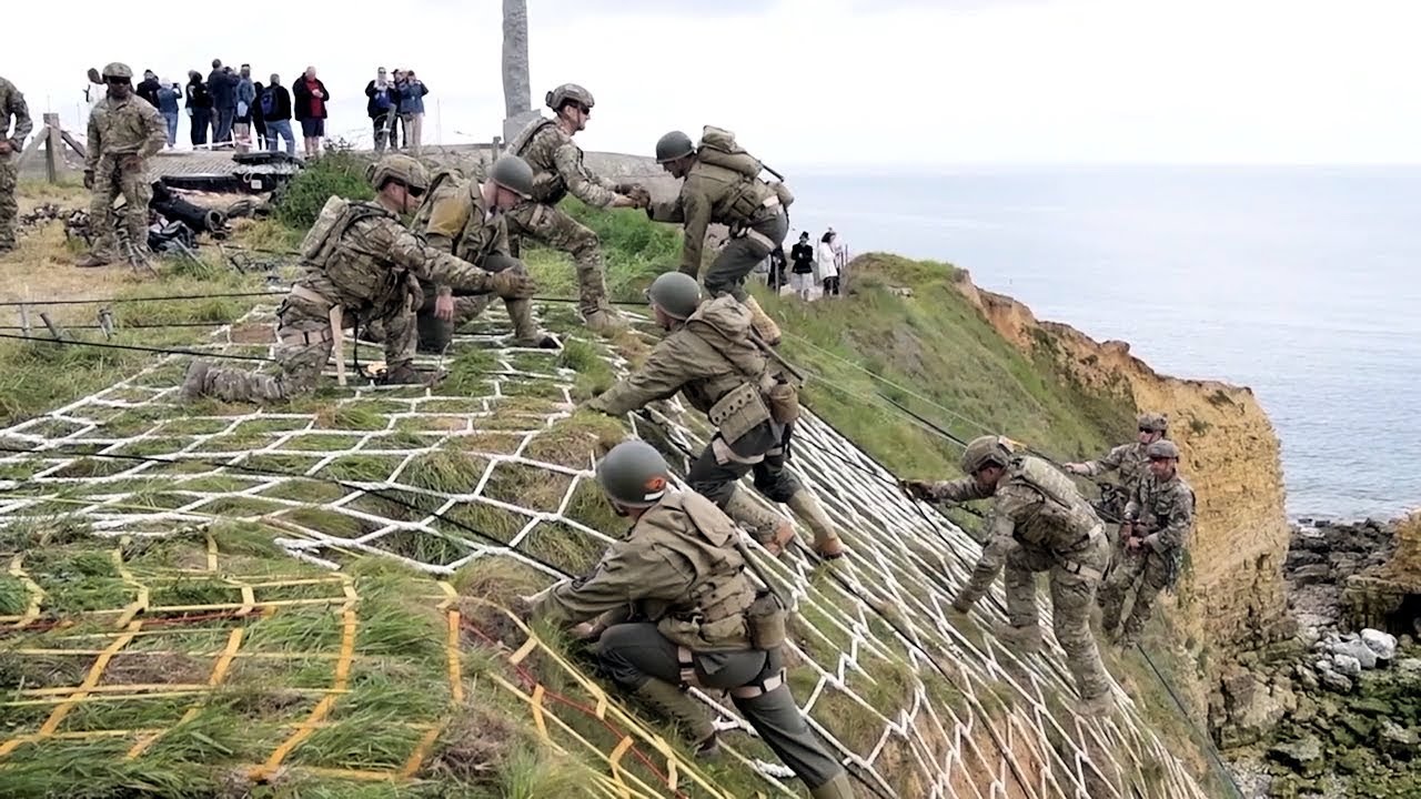 Rangers Reenact Pointe du Hoc Climb 75th DDay YouTube