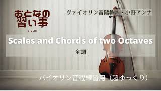 【 バイオリン音程練習 】小野アンナ 全調 (Scales and Chords of two Octaves)♪=20 A=442hz