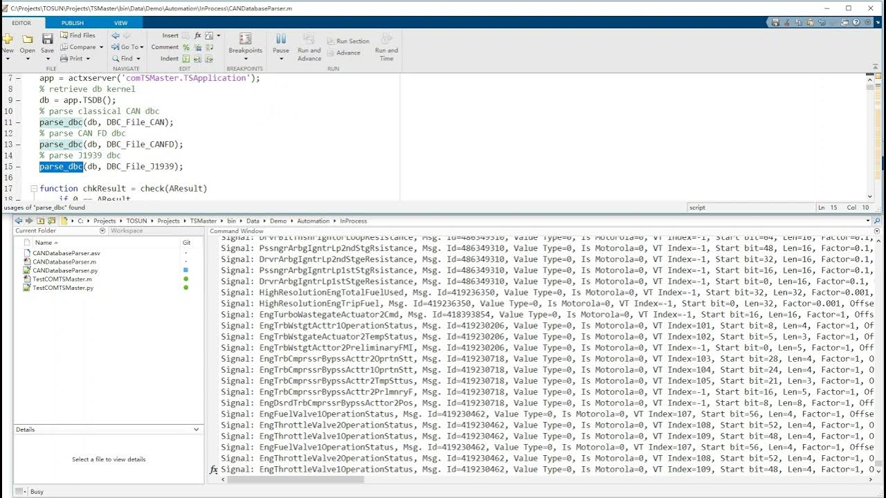 TSMaster Database Parser MATLAB - YouTube