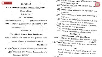 BCA 1ST SEM PC SOFTWARE C 2022 | VBSPU