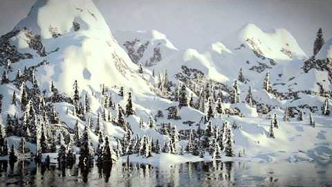 Blender 2.65 Cycles Low Poly Snowy Mountain Landscape