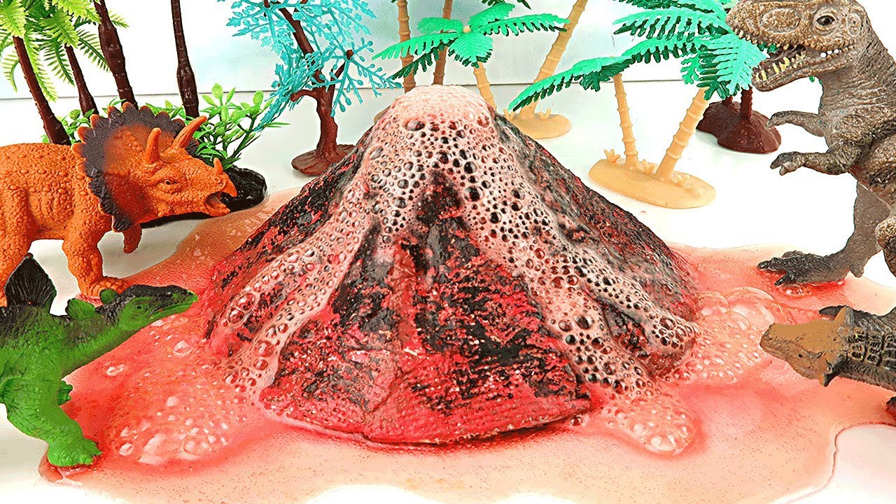 DIY Micro Volcano With Dinosaur Toys! Volcano Eruption Science Kit For