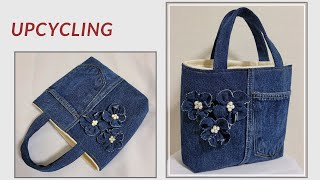 DIY  안입는 청바지 리폼/가방 만들기/jeans refashion/작은가방/손가방/Making Mini Ecobag/미니 에코백/Upcycling