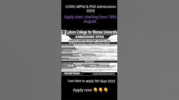 LCWU MPhil and PhD Admissions 2025, apply now