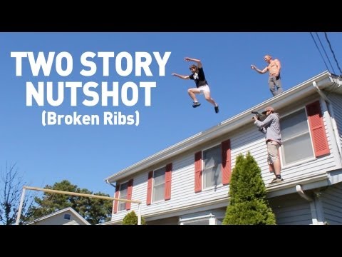 Two Story Roof Nutshot Gone Wrong! Breaks Ribs & Poops Himself!