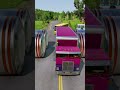 Mixed colorful trucks  long city buses vs 4 giant bollards beamngdrive shorts