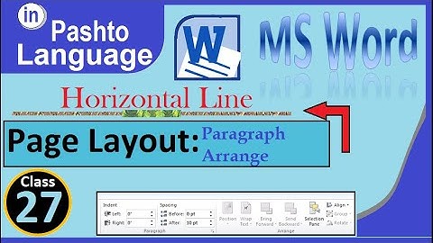 Page Layout tab ms word Paragraph and Arrange two groups in pashto | winword paragraph and arrange