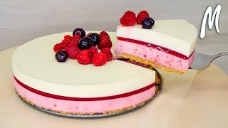 BERRY CHEESECAKE! MULTI-LAYERED WITH RASPBERRIES! No baking!