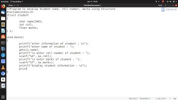 6.Wap To Display Student Name, Roll Number & Marks Using Structure