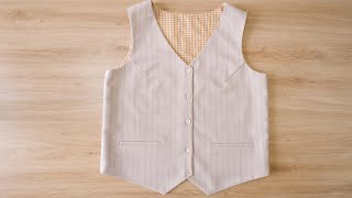 How To Sew Reversible Vest | Learn To Sew Shirt With Lining | Thuy Sewing