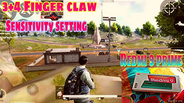 Badlanders 3+4 finger claw layout and sensitivity setting and gameplay tested on Redmi 9 prime.